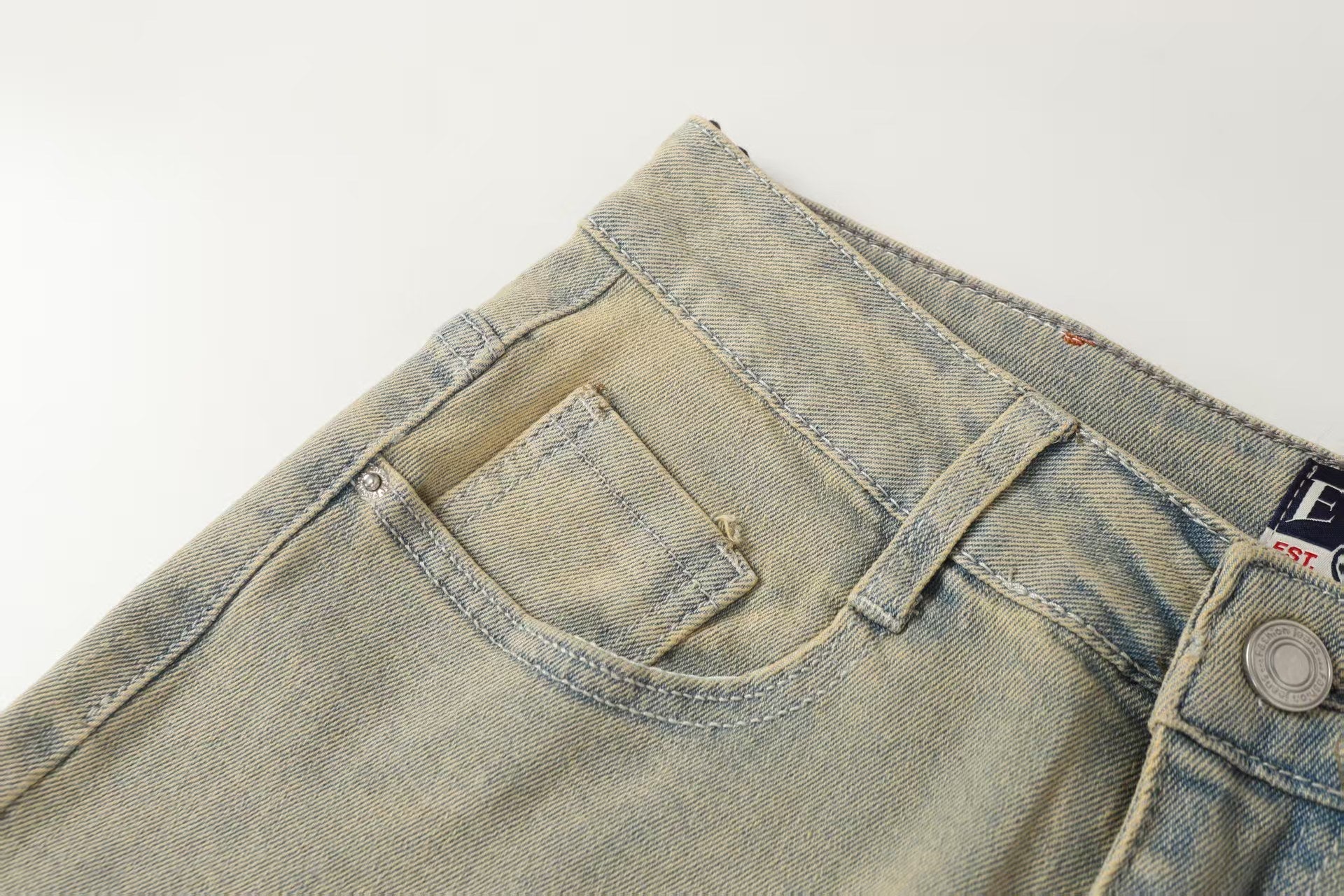 Evisu x Loewe Collaboration Men's Wide-Leg Jeans – Light Wash Embroidered Denim