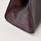 The Row Peggy Clutch Bag | Masoni Bridle Leather Shoulder Bag | Dark Chocolate Detachable Strap Crossbody