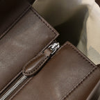 The Row Marlo 12 Leather Tote Bag | 43cm Smooth Calfskin Large Handbag | Dark Brown Structured Commuter Tote