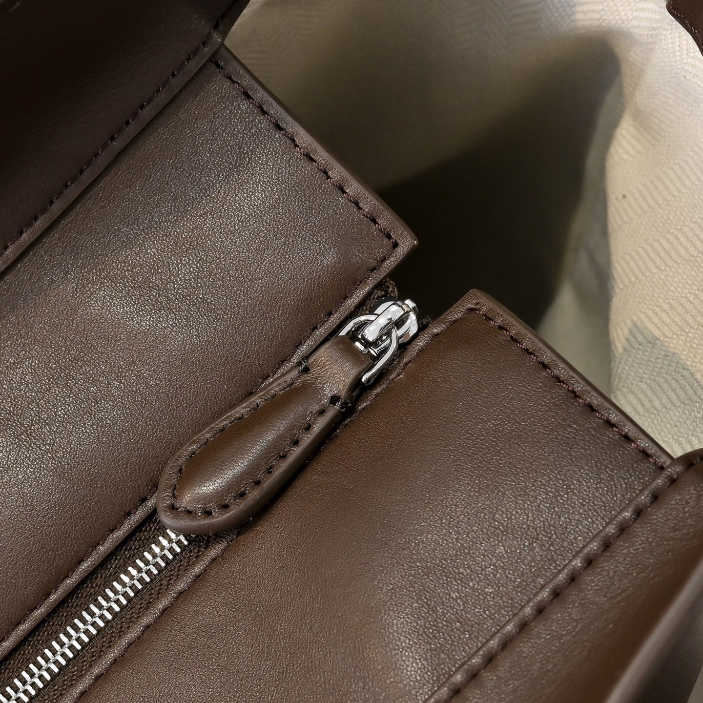 The Row Marlo 12 Leather Tote Bag | 43cm Smooth Calfskin Large Handbag | Dark Brown Structured Commuter Tote