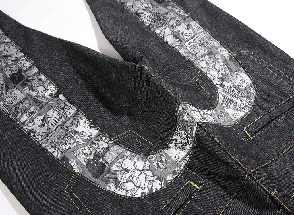 Evisu x Manga U-Shaped Graphic Jeans – Raw Denim Japanese Streetwear