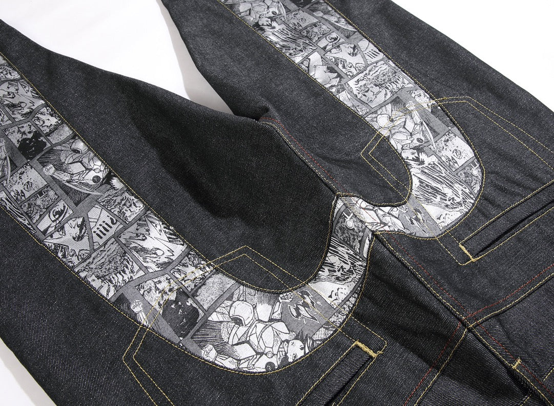 Evisu x Manga U-Shaped Graphic Jeans – Raw Denim Japanese Streetwear