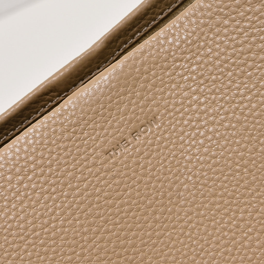 The Row N/S Park Medium Tote Bag | 30cm Grained Calfskin Leather Bucket Bag | Sand/Beige/Oatmeal