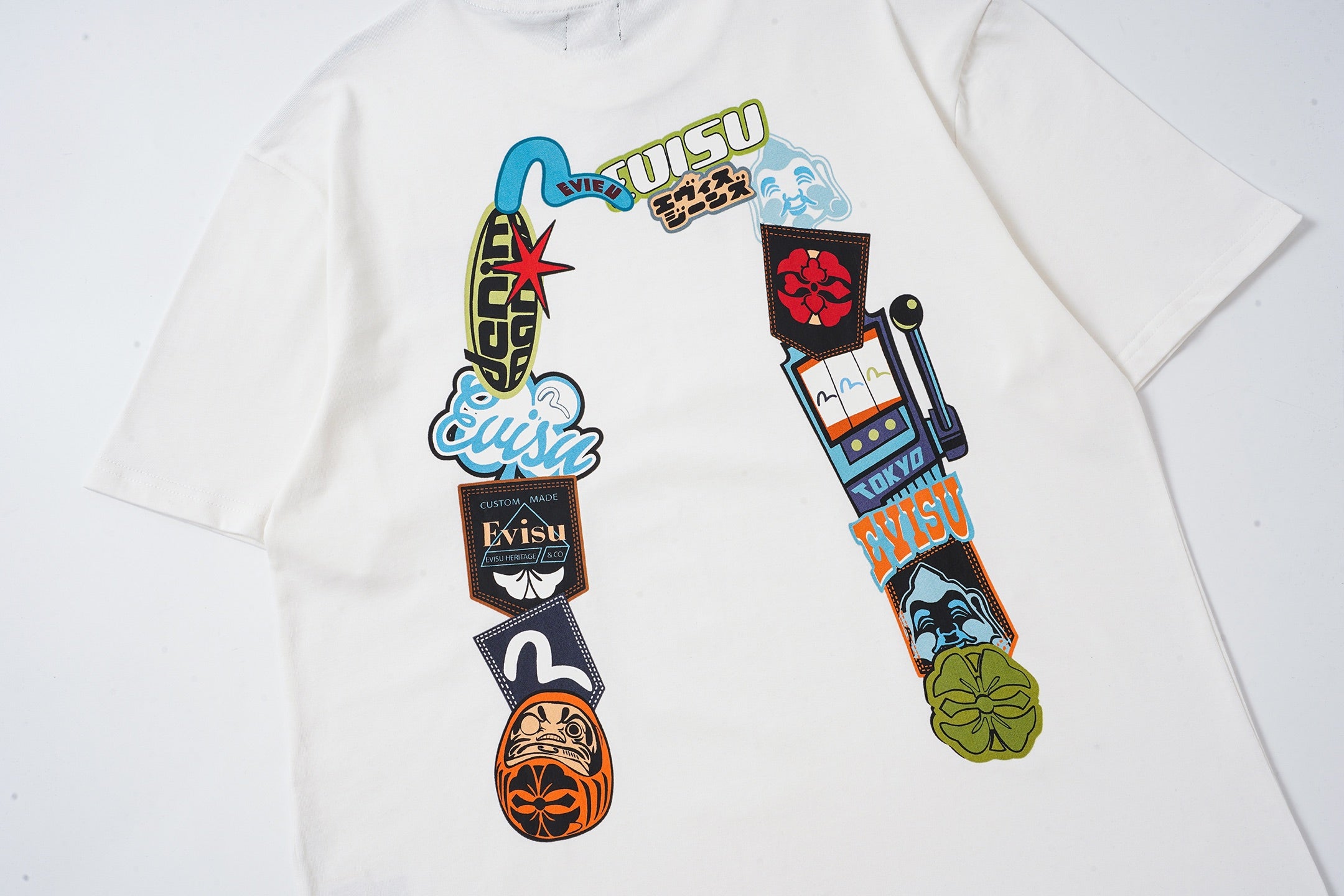 EVISU Daruma "Big M" Print Short-Sleeve T-Shirt