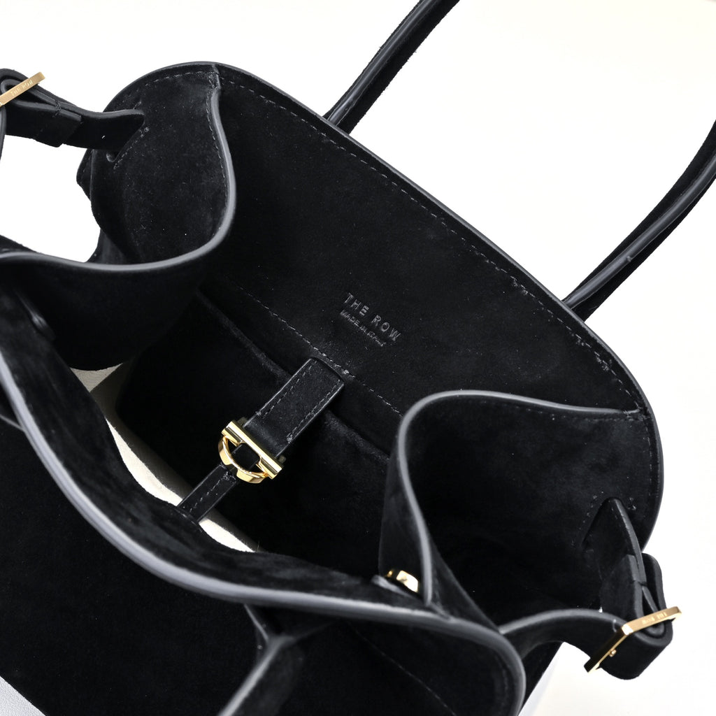 The Row Soft Margaux 12 Leather Tote Bag | Large Capacity Commuter Handbag with Detachable Strap | Women's Designer Shoulder Bag