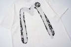 EVISU Black Daruma & Large "M" Print Short-Sleeve T-Shirt