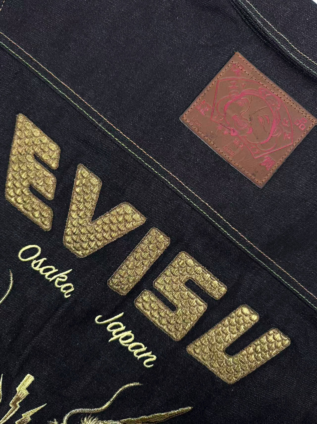 EVISU Gold Dragon Embroidered Denim Jacket
