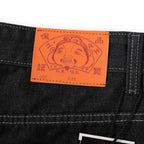 EVISU Denim Shorts featuring Daruma Print and Embroidered "Big M"