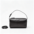 The Row Edith Barrel Bag | Small Grained Calf Leather Cylinder Bag | Black Shoulder Bag