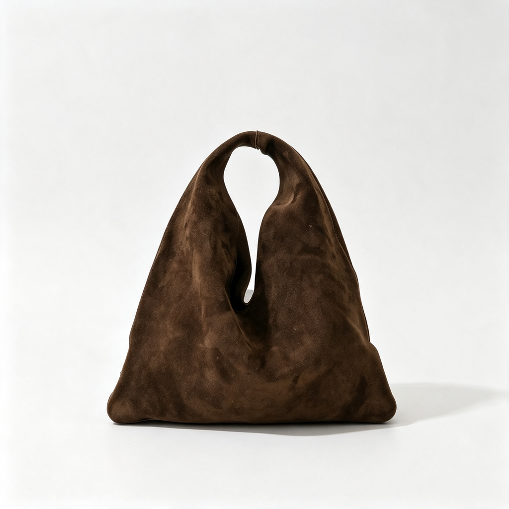 The Row Mini Bindle Suede Shoulder Bag | 29cm Mini Hobo Tote | Caramel Slouchy Handbag