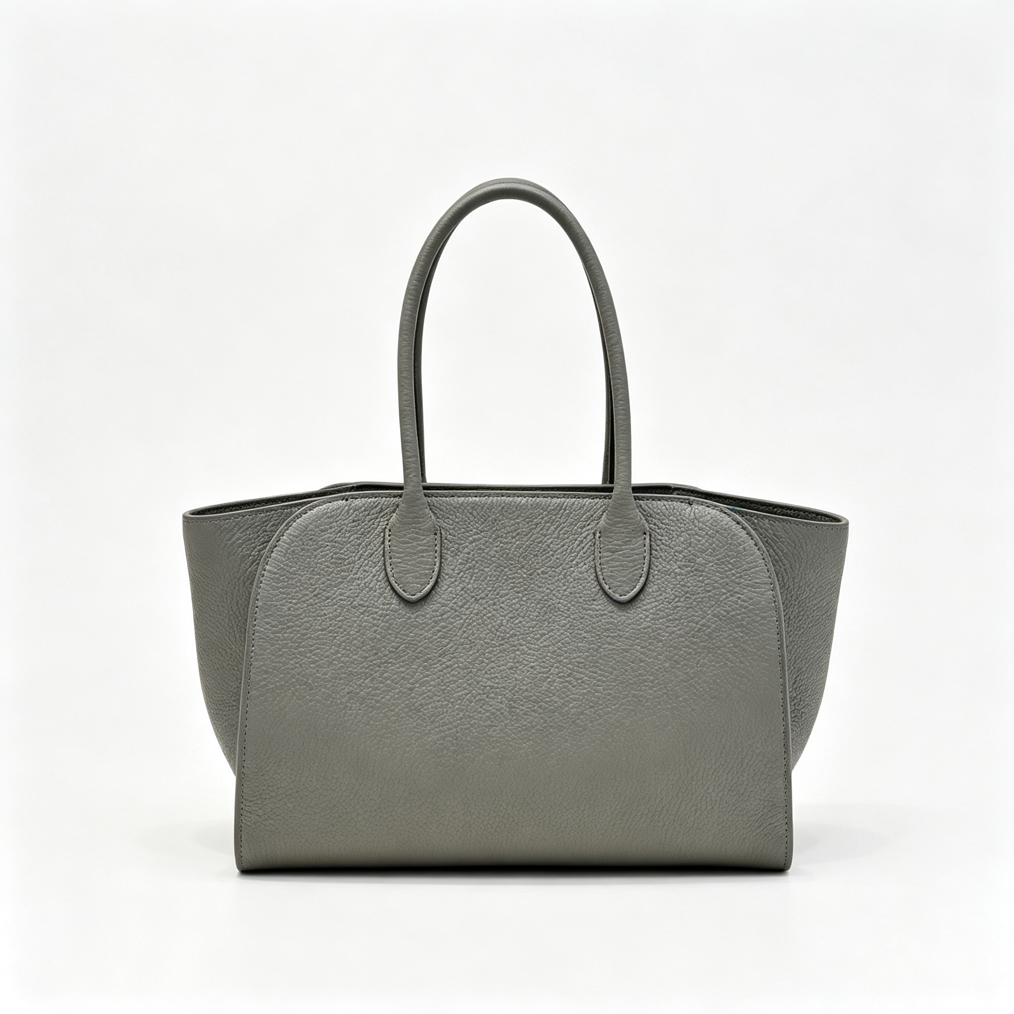 The Row Margaux 10 Satchel Bag | 30cm Pebbled Caviar Leather Tote | Taupe Structured Handbag
