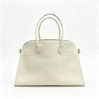 The Row Margaux 16 Large Tote Bag | 43cm Grained Calfskin Leather Handbag | Chalk White