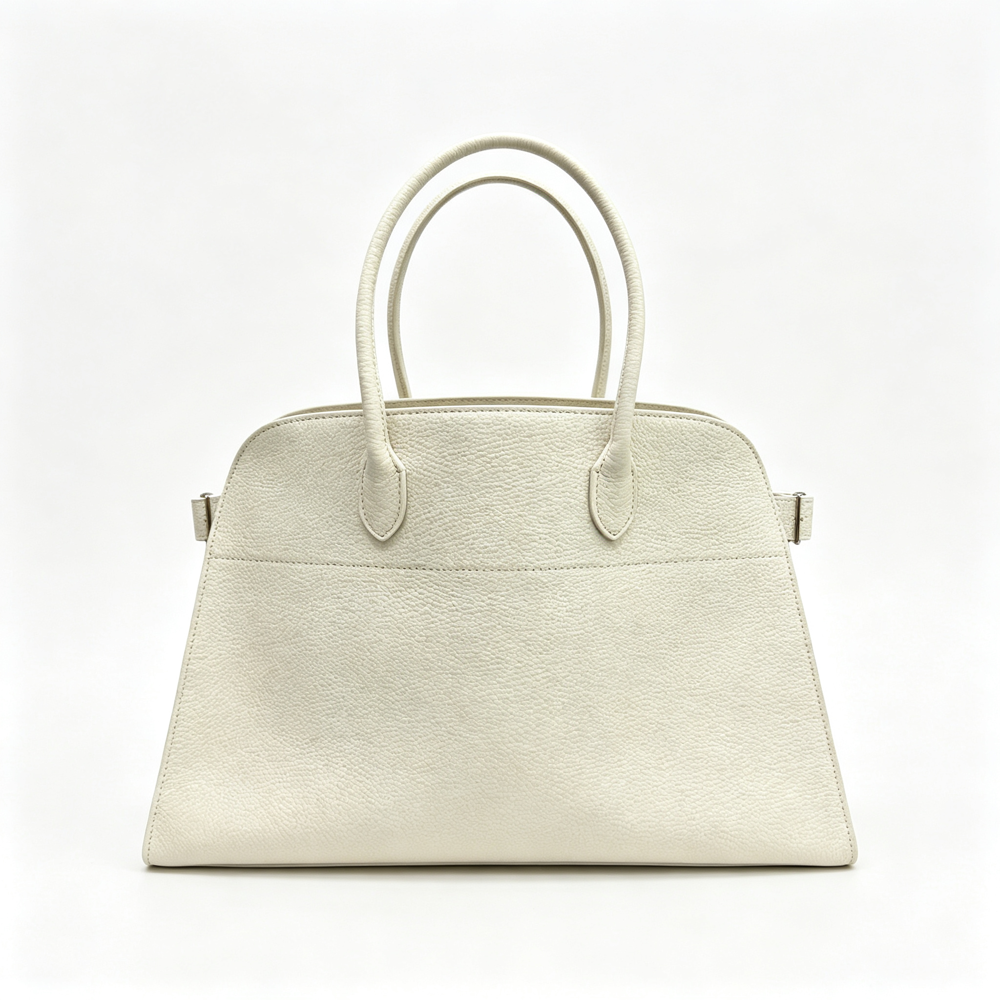 The Row Margaux 16 Large Tote Bag | 43cm Grained Calfskin Leather Handbag | Chalk White