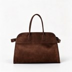 The Row Margaux 17 Large Suede Bag | 43cm Suede Leather Top Handle Tote | Dark Brown/Espresso Margaux Handbag