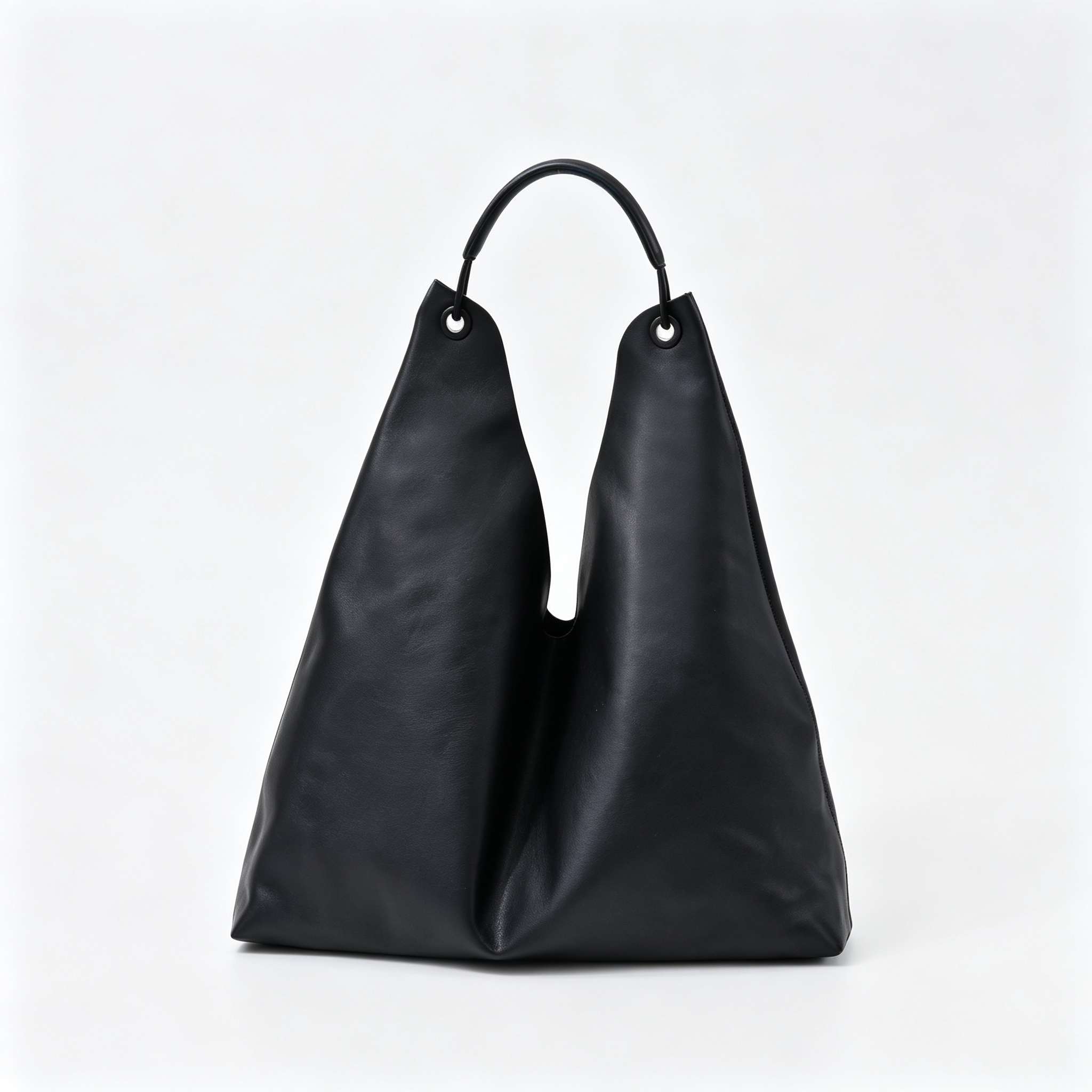 The Row Bindle 3 Black Leather Tote Bag – Large Capacity, Soft Nappa Leather, Detachable Pouch