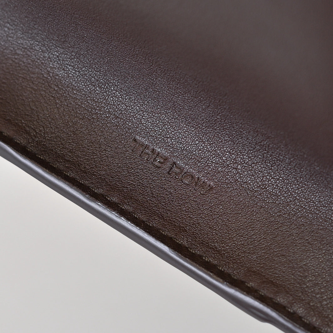 The Row Marlo Leather Tote Bag | 35.5cm Minimalist Top Handle Tote | Dark Brown Structured Handbag
