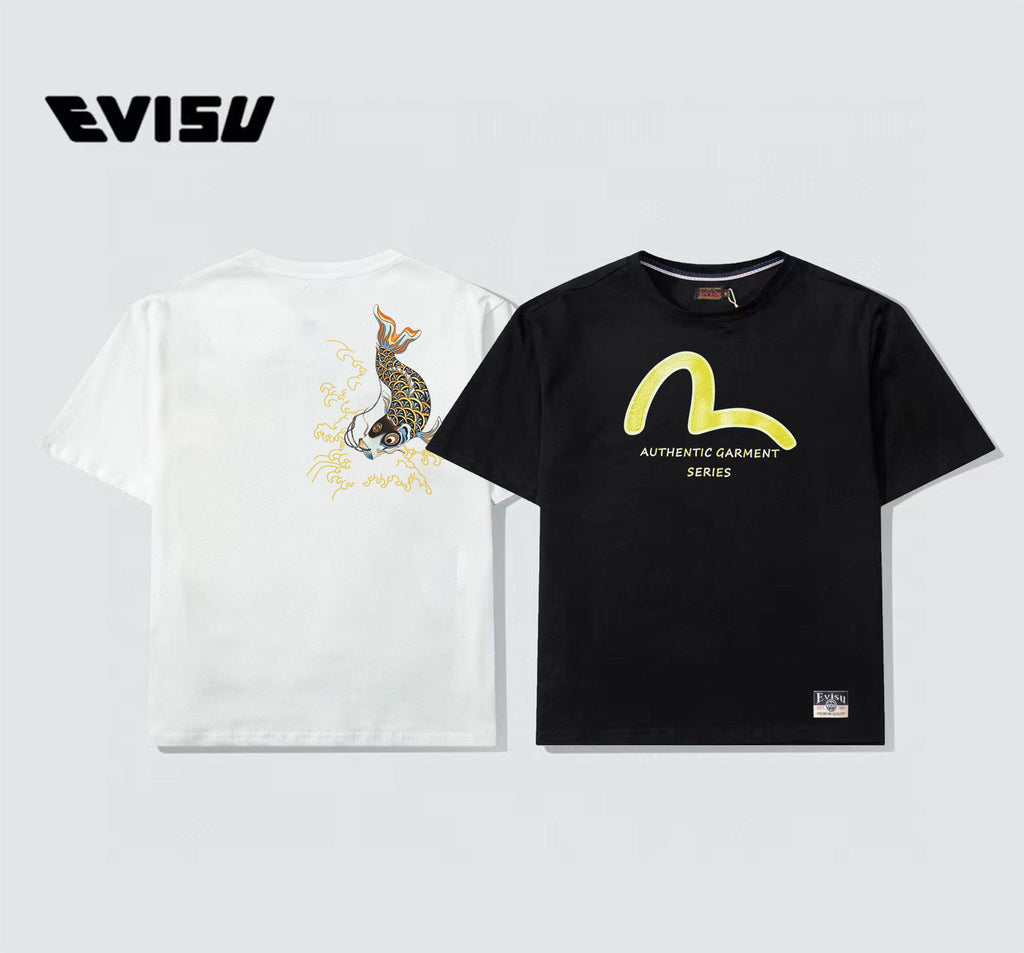 EVISU "Koi Leaping Over the Waves" Print Short-Sleeve T-Shirt is