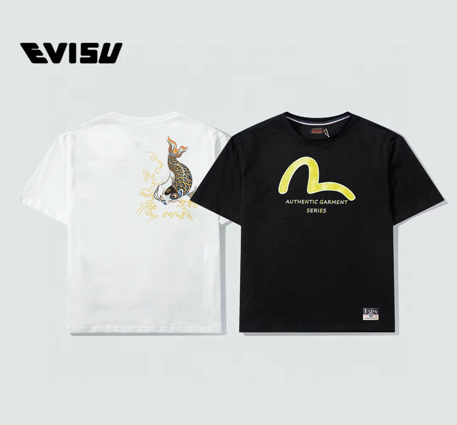 EVISU "Koi Leaping Over the Waves" Print Short-Sleeve T-Shirt is
