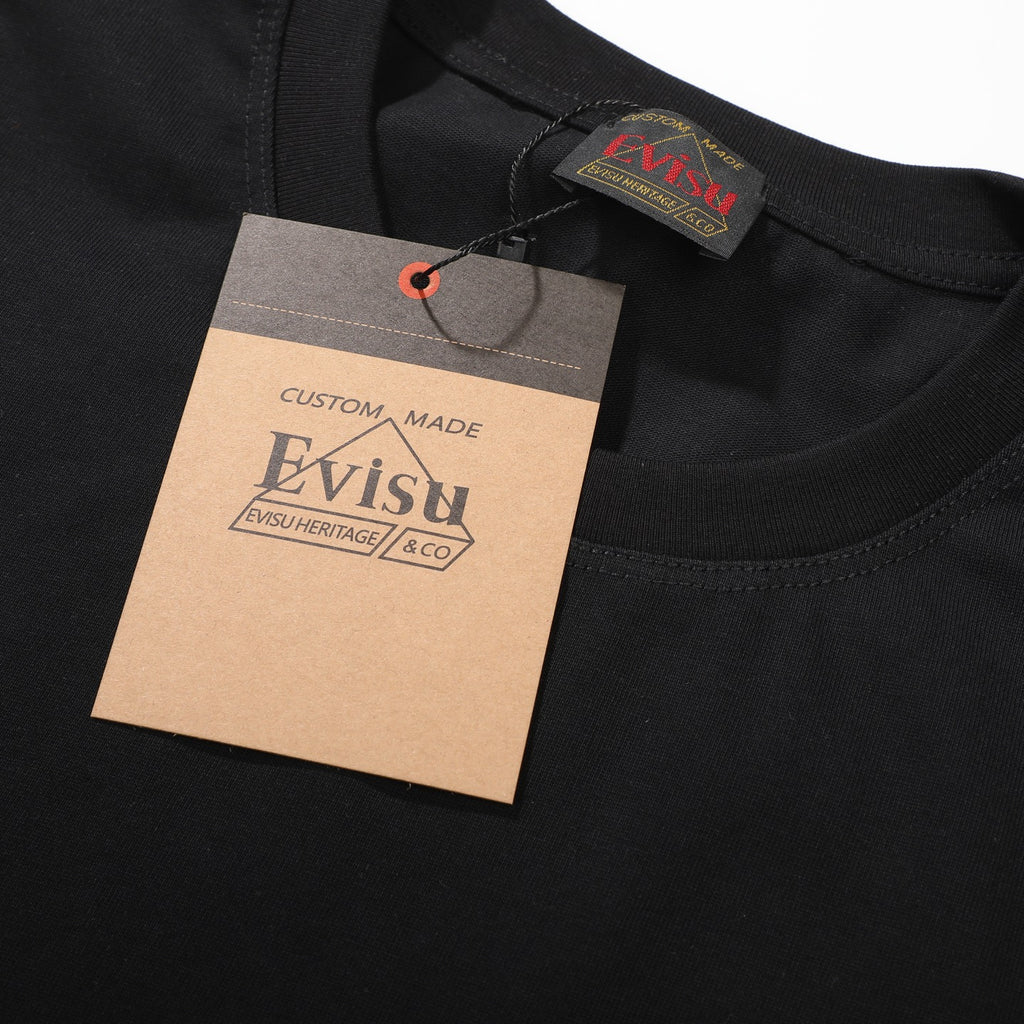 EVISU KURO Series White Crew-Neck Short-Sleeve T-Shirt