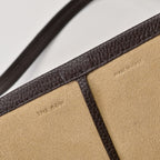 The Row XL Park Tote Bag | 50cm Pebbled Leather Large Tote with Pouch | Espresso Brown Handbag