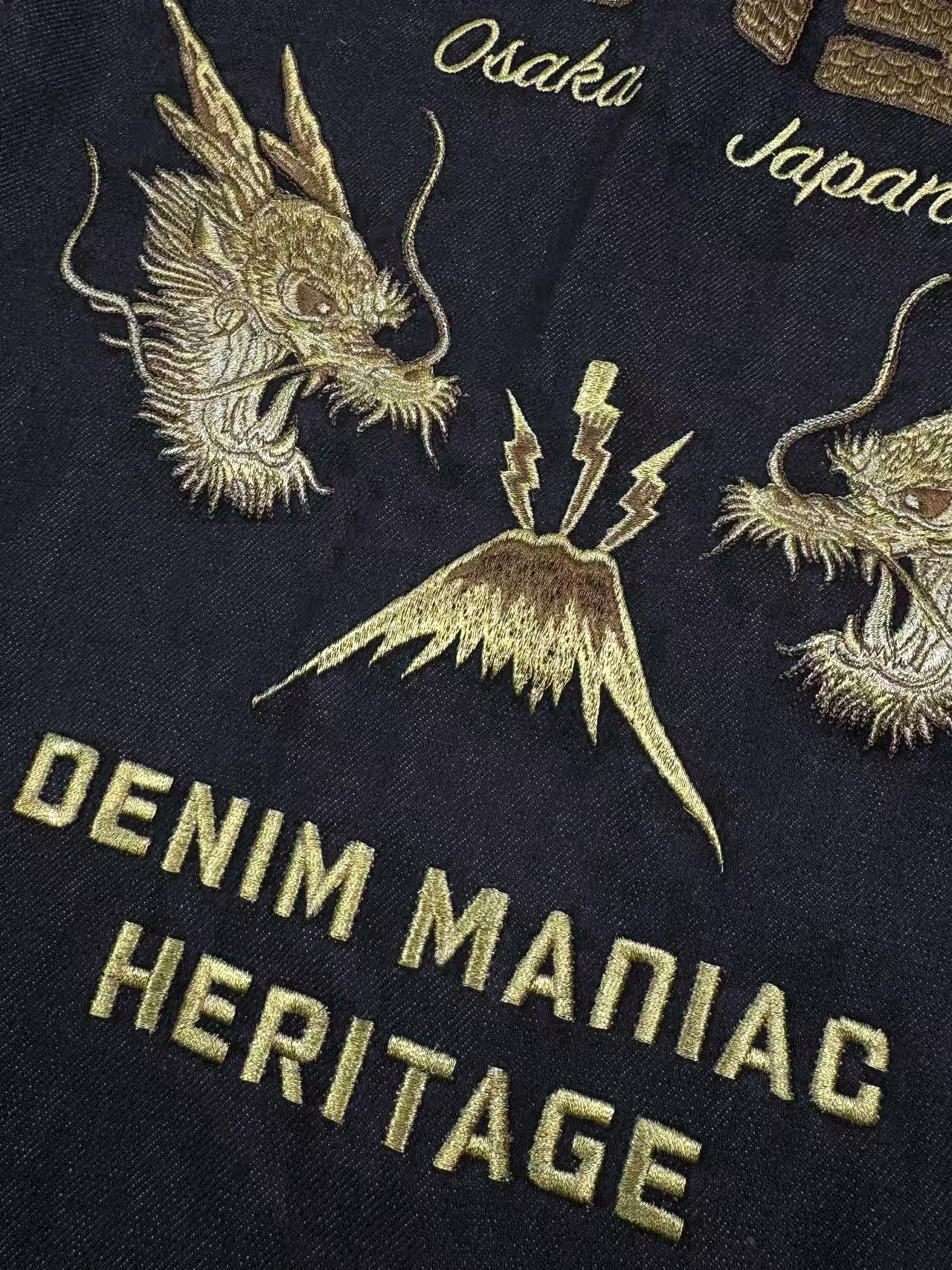 EVISU Gold Dragon Embroidered Denim Jacket