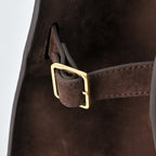 The Row Margaux 12 Small Suede Bag | 32cm Suede Leather Top Handle Tote | Espresso Brown Margaux Handbag