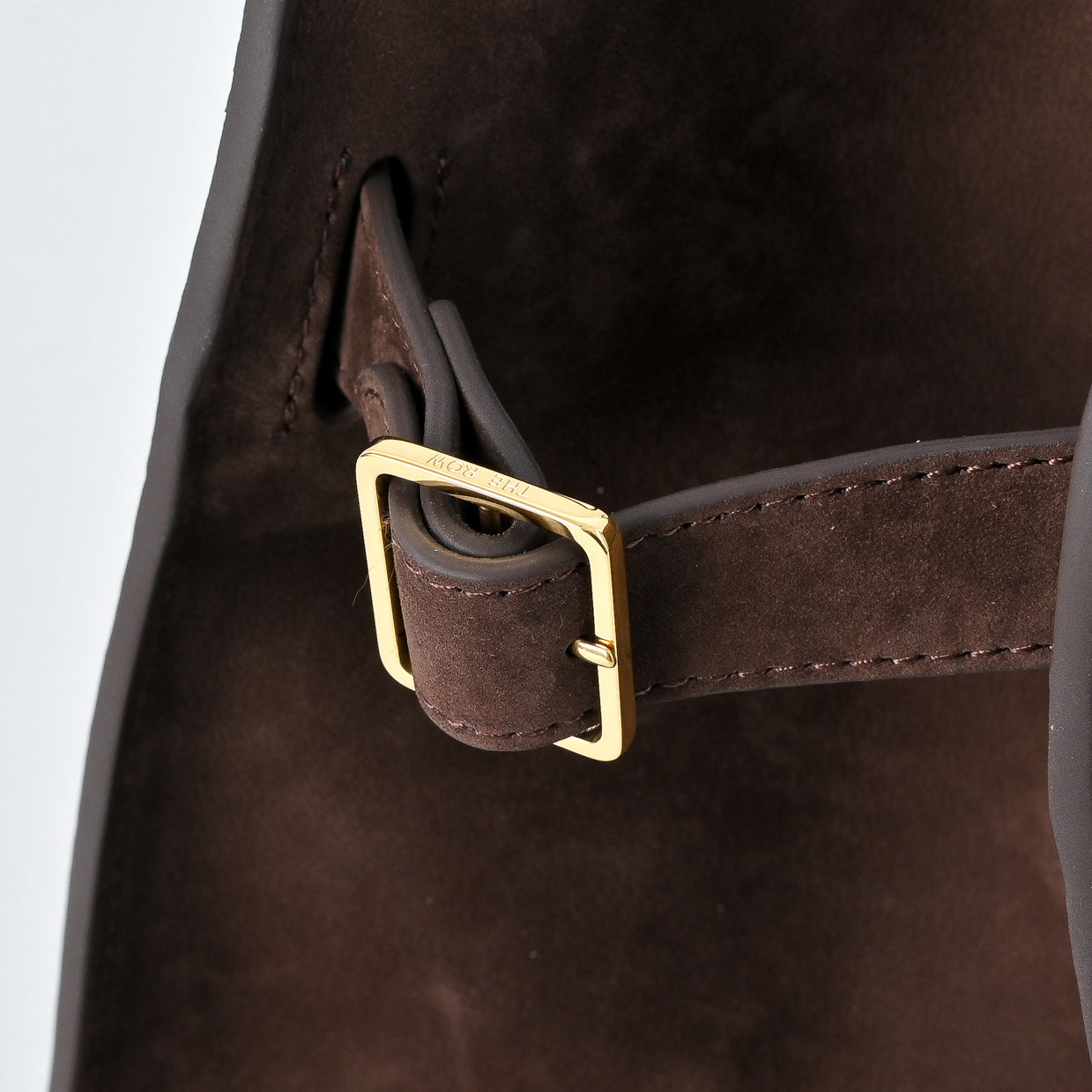 The Row Margaux 12 Small Suede Bag | 32cm Suede Leather Top Handle Tote | Espresso Brown Margaux Handbag