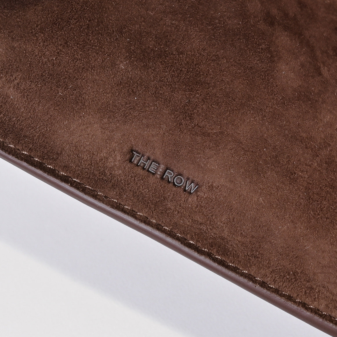 The Row Margaux 17 Large Suede Bag | 38.5cm Suede Leather Top Handle Tote | Dark Chocolate Margaux Handbag