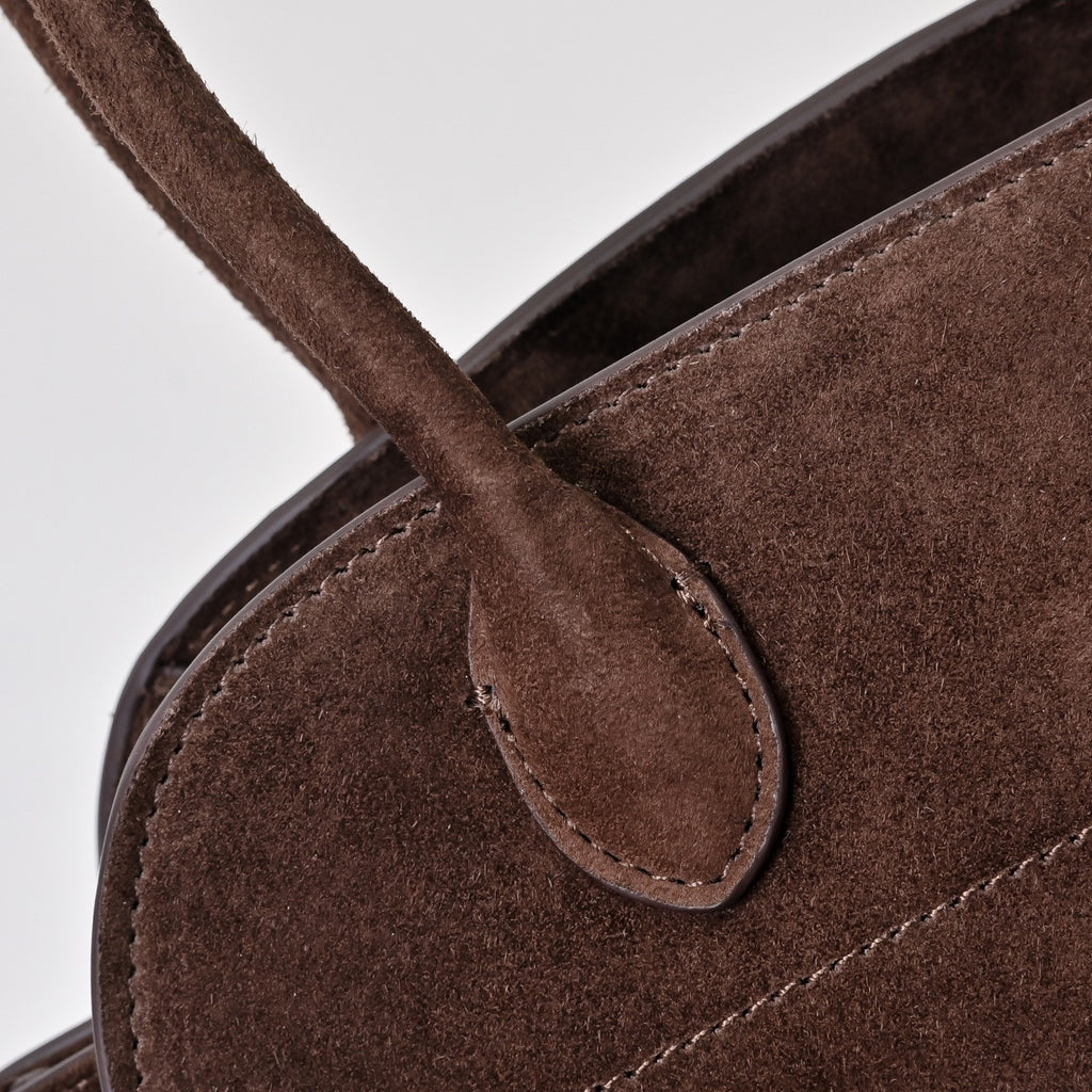 The Row Soft Margaux 12 Suede Tote Bag | Vintage Style Commuter Handbag with Detachable Strap | Women's Designer Shoulder Bag