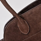 The Row Soft Margaux 12 Suede Tote Bag | Vintage Style Commuter Handbag with Detachable Strap | Women's Designer Shoulder Bag