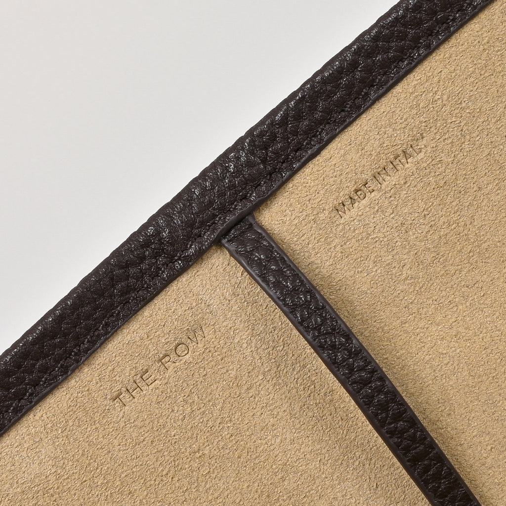 The Row N/S Park Large Tote Bag | 38cm Grained Calfskin Leather Bucket Bag | Espresso/Dark Brown