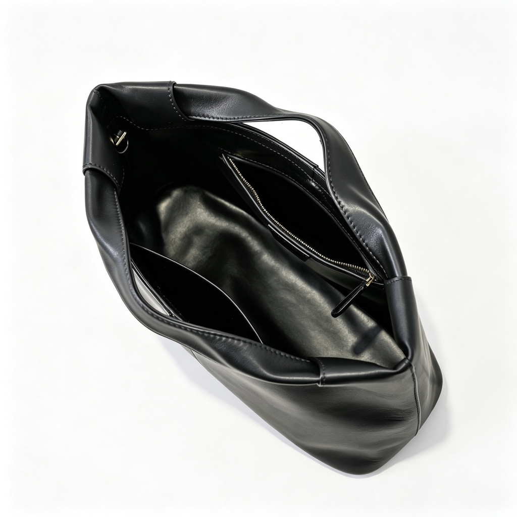 The Row Camden Medium Leather Bag | 32cm Black Smooth Calfskin Shoulder Bag | Minimalist Crossbody Tote