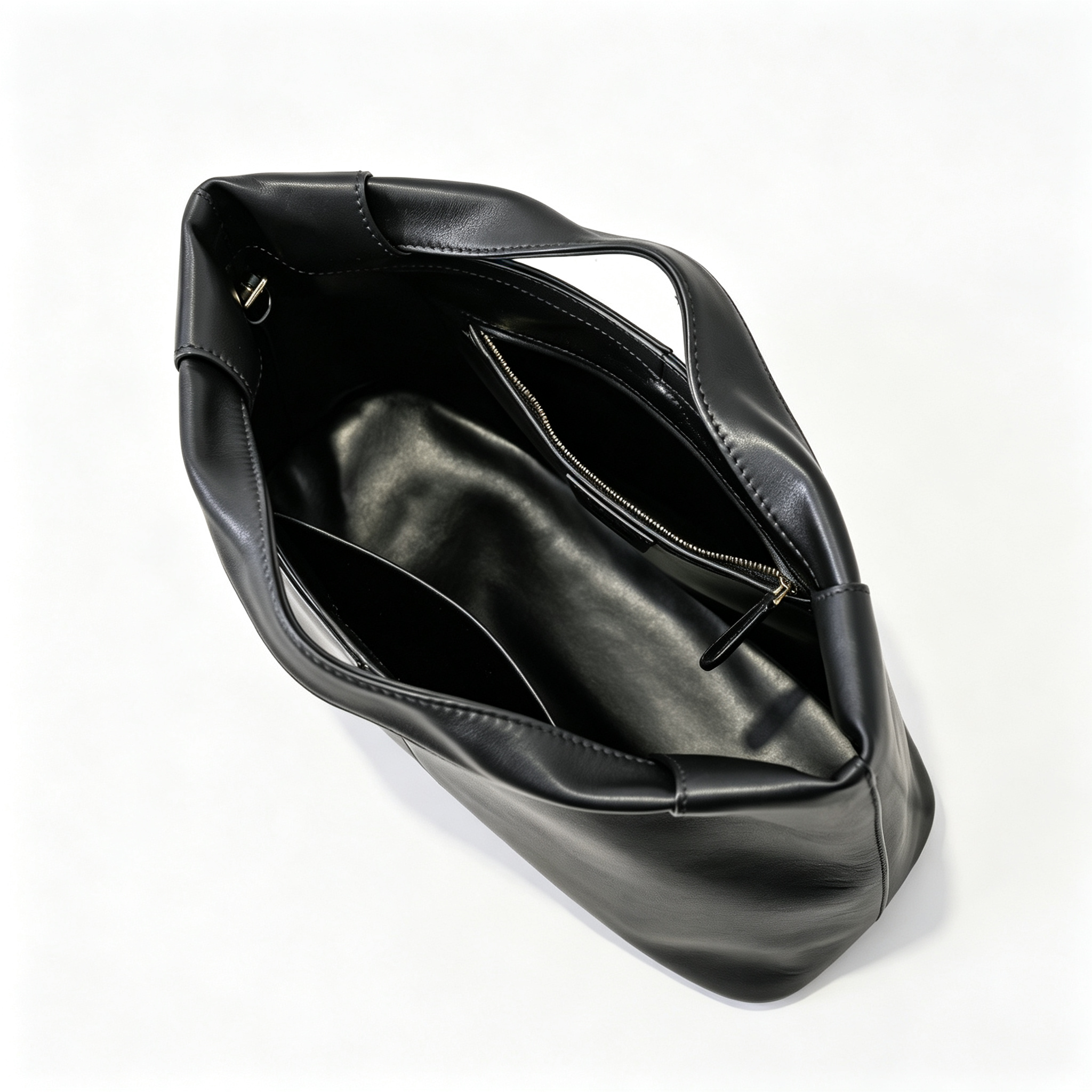The Row Camden Medium Leather Bag | 32cm Black Smooth Calfskin Shoulder Bag | Minimalist Crossbody Tote