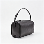 The Row Edith Barrel Bag | Small Grained Calf Leather Cylinder Bag | Black Shoulder Bag