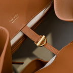 The Row Margaux 17 Large Bag | 38.5cm Smooth Calfskin Leather Top Handle Bag | Tan/Caramel Margaux Tote
