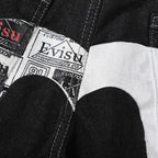 EVISU Denim Shorts featuring Daruma Print and Embroidered "Big M"