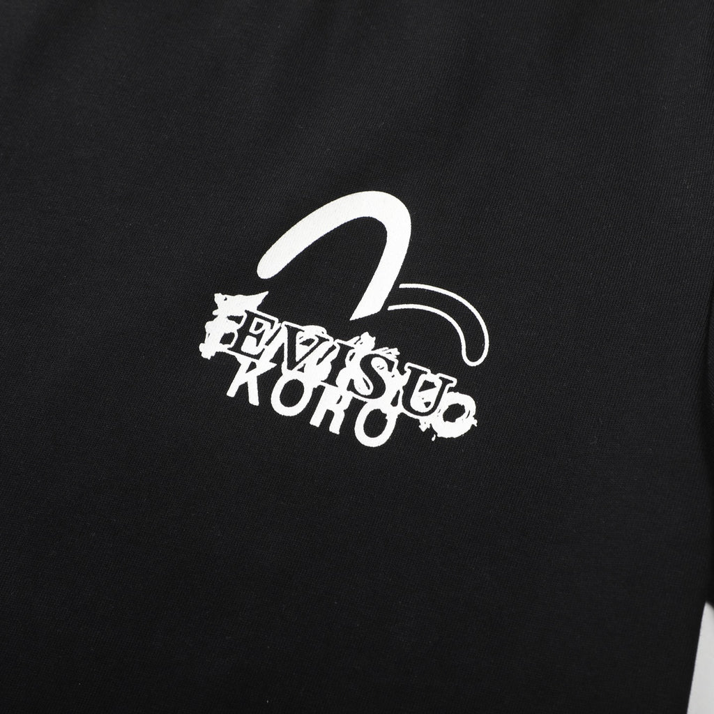 EVISU KURO Series White Crew-Neck Short-Sleeve T-Shirt
