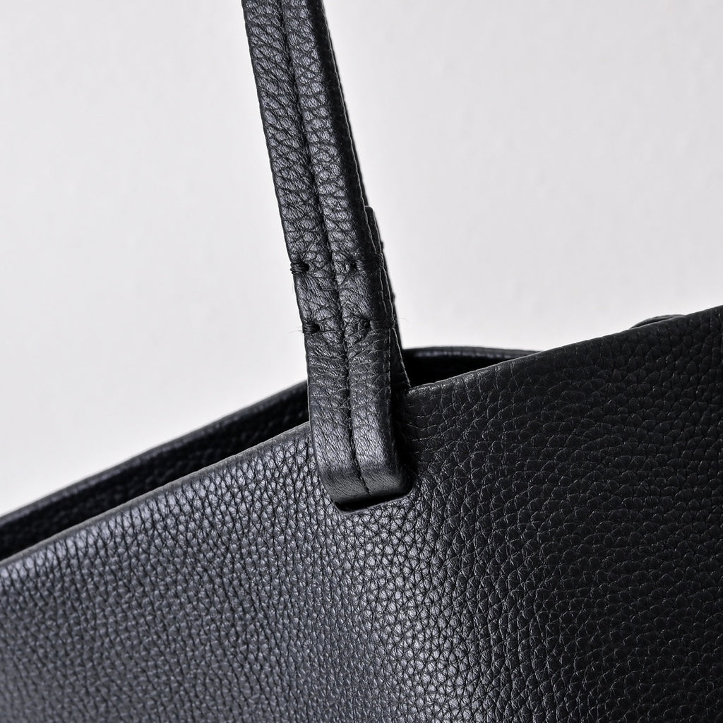 The Row Park Large Tote Bag | 50cm Pebbled Leather Tote | Black Minimalist Handbag