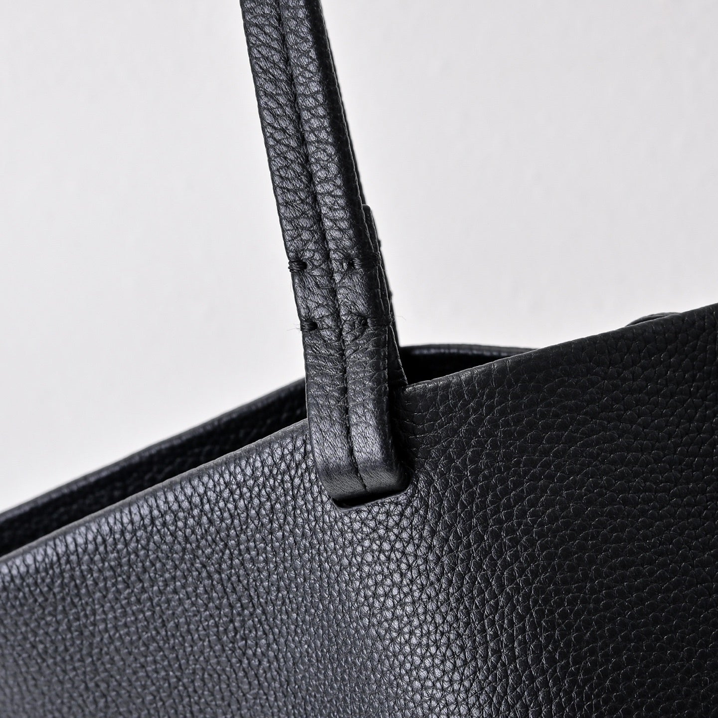 The Row Park Large Tote Bag | 50cm Pebbled Leather Tote | Black Minimalist Handbag