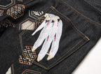 Evisu Men's "Wings" Embroidered Jeans – Raw Denim Japanese Streetwear