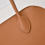 The Row Soft Margaux 15 Smooth Leather Tote Bag | Classic Caramel Commuter Handbag with Detachable Strap | Women's Luxury Shoulder Bag