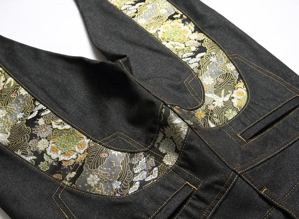 Evisu Men's "Dragon & Floral" Ukiyo-e Embroidered Jeans – Raw Denim Japanese Streetwear