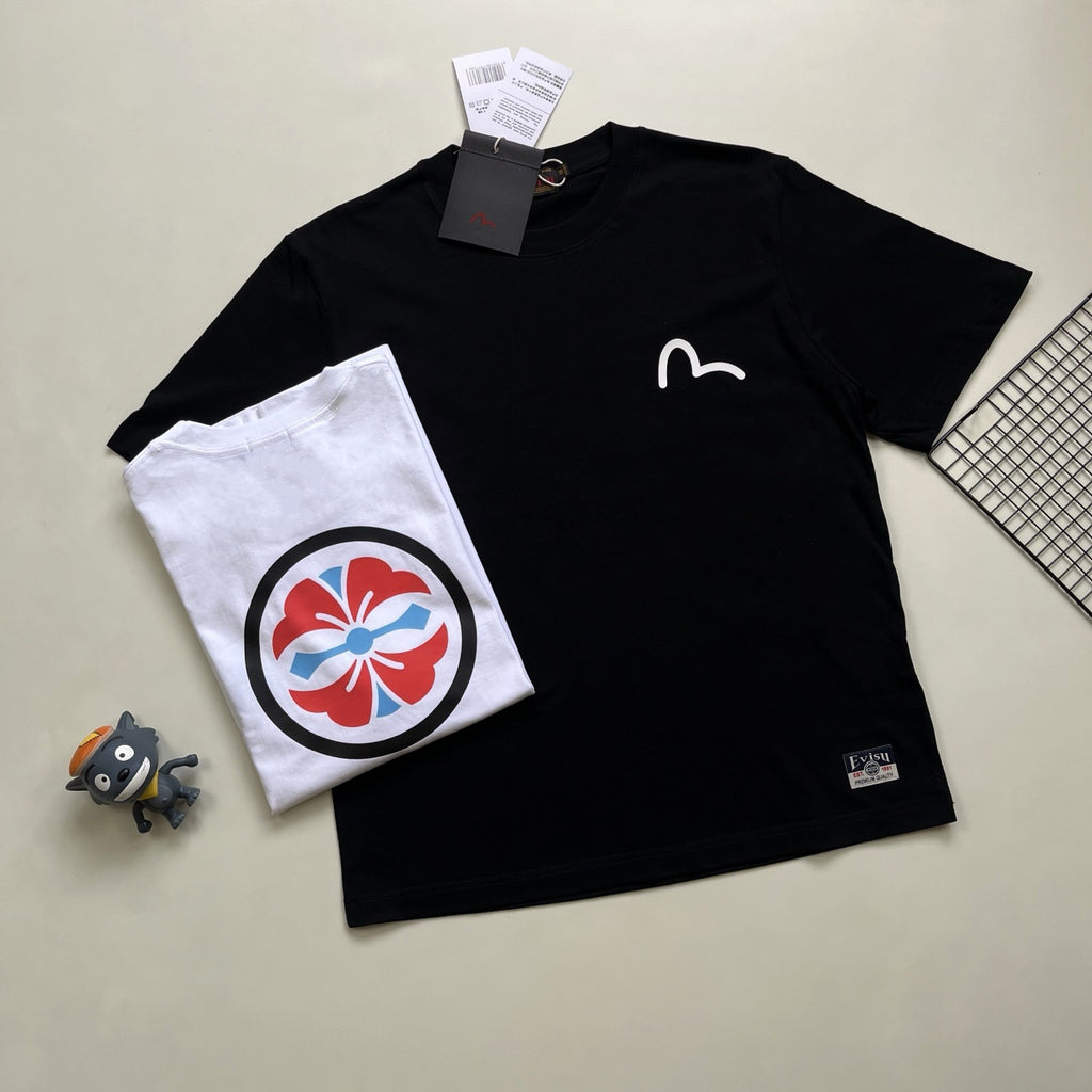 EVISU Classic "Kamon" or "Sakura" Print Short-Sleeve T-Shirt Series