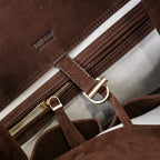 The Row Margaux 17 Large Suede Bag | 43cm Suede Leather Top Handle Tote | Dark Brown/Espresso Margaux Handbag