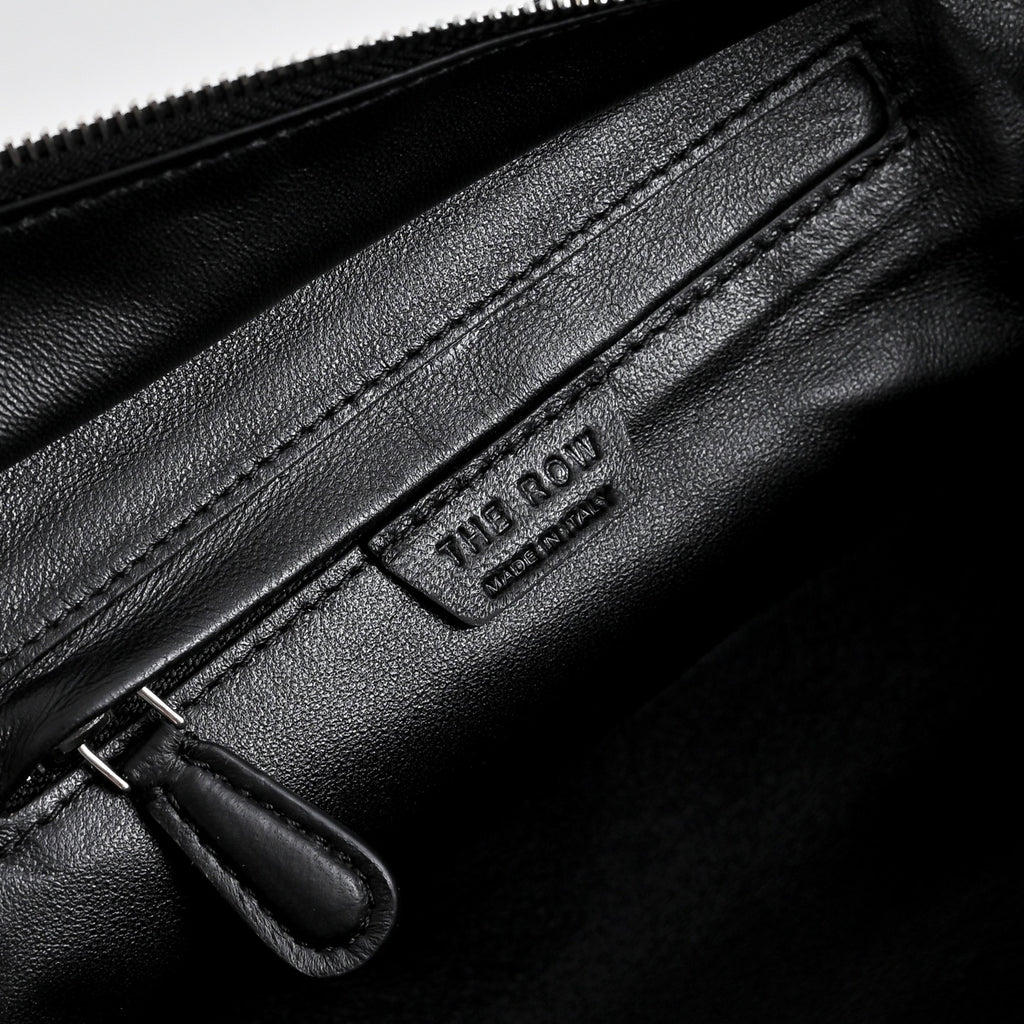 The Row Terrasse To Go Mini Shoulder Bag | 27cm Soft Lambskin Underarm Bag | Black Minimalist Handbag