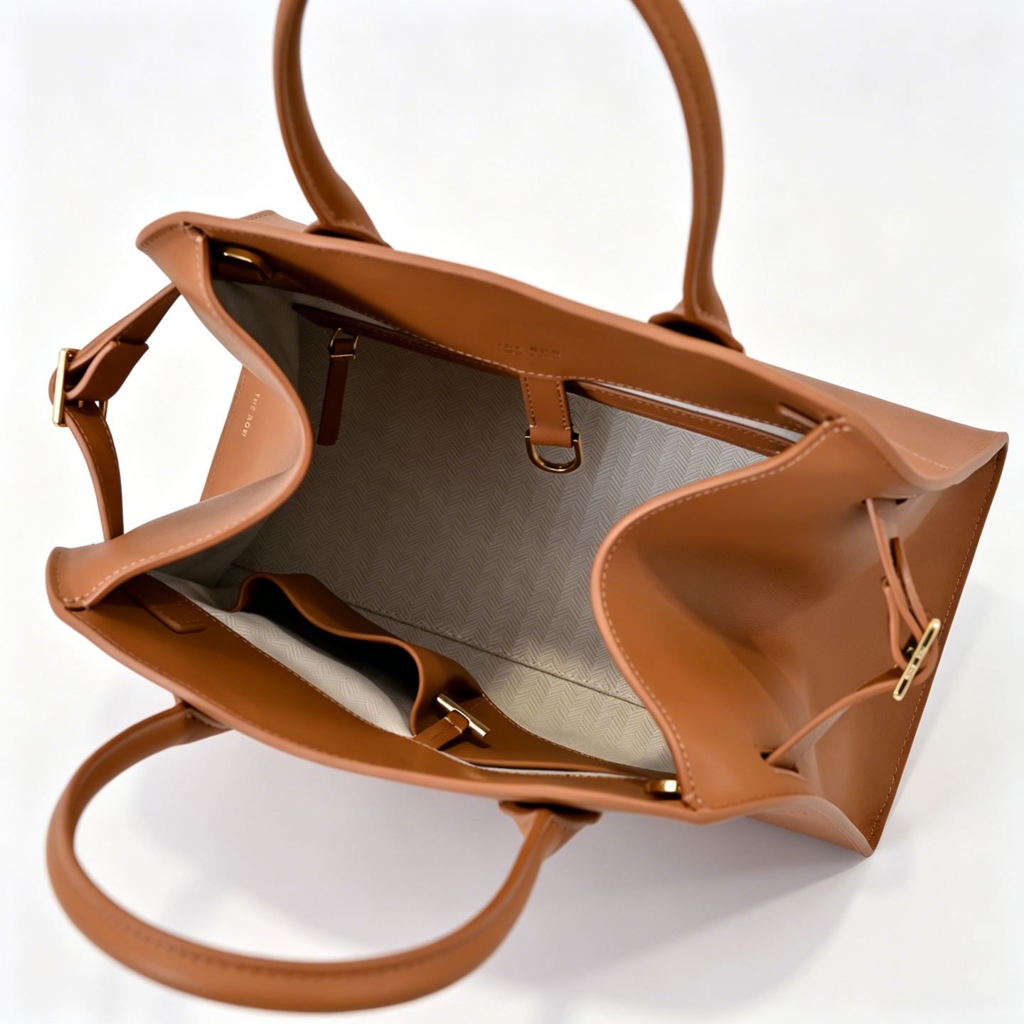 The Row Soft Margaux 15 Smooth Leather Tote Bag | Classic Caramel Commuter Handbag with Detachable Strap | Women's Luxury Shoulder Bag