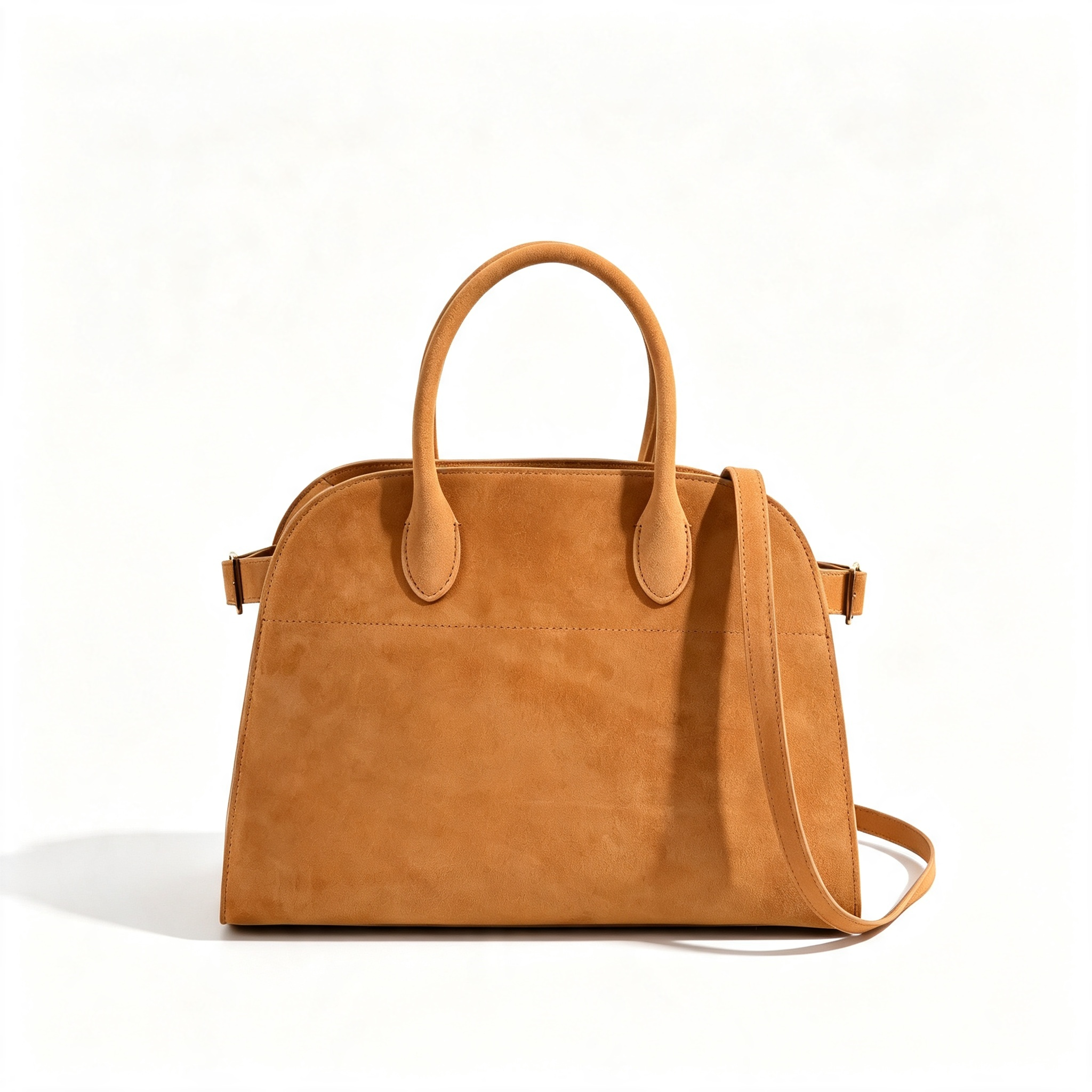 The Row Margaux 12 Small Suede Bag | 32cm Suede Leather Top Handle Tote | Espresso Brown Margaux Handbag