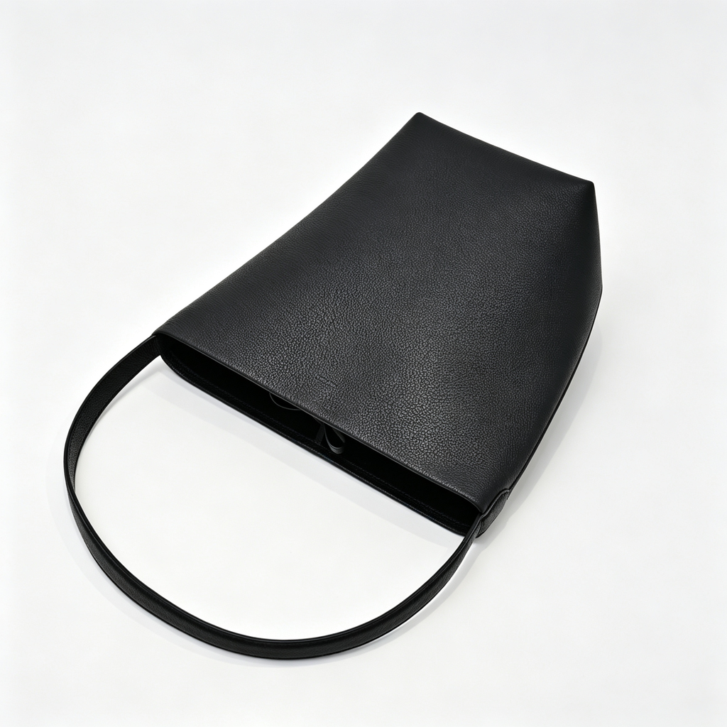 The Row N/S Park Medium Tote Bag | 30cm Pebbled Calfskin Bucket Bag | Black Leather Shoulder Tote