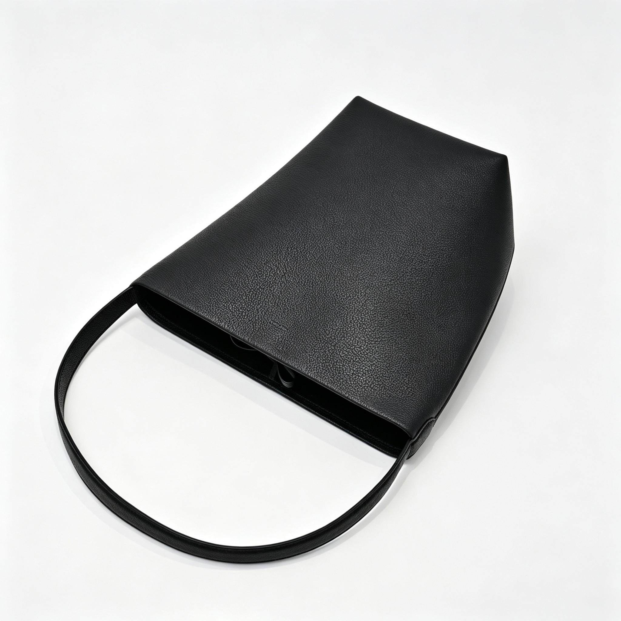 The Row N/S Park Medium Tote Bag | 30cm Pebbled Calfskin Bucket Bag | Black Leather Shoulder Tote