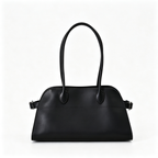 The Row Margaux 15 Smooth Calfskin Handbag | Large Leather Tote with Side Buckles | Black / Dark Chocolate